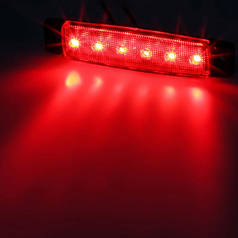 Image of Partsam 10 x 3.8 Truck Bus Boat Trailer Amber Red Side Marker Indicators Light Lamp 6LED Marker Light Amber, Rear Side Marker Light, Truck Cab Marker Light, RV Marker Light