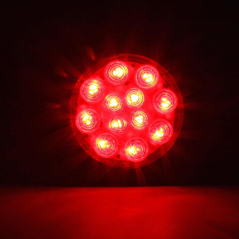 Image of Partsam 2PCS 4 inch Red Stop Turn Tail Brake Truck Trailer Light Flange Mount 12 Diodes Utility
