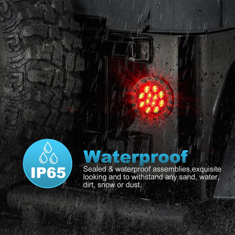 Image of Partsam 2PCS 4 inch Red Stop Turn Tail Brake Truck Trailer Light Flange Mount 12 Diodes Utility