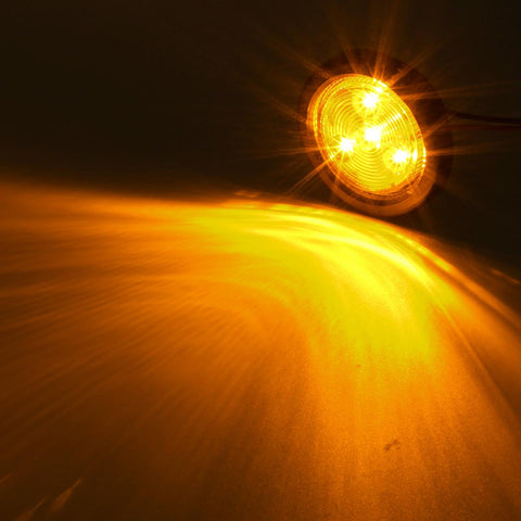Image of Partsam 2pcs Amber Led Light Trailer 2 inch Round,w/ Plug & Grommet Clearance Marker 4 LED