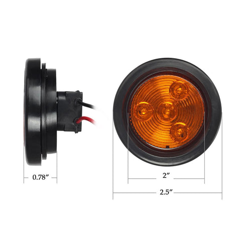 Image of Partsam 2pcs Amber Led Light Trailer 2 inch Round,w/ Plug & Grommet Clearance Marker 4 LED