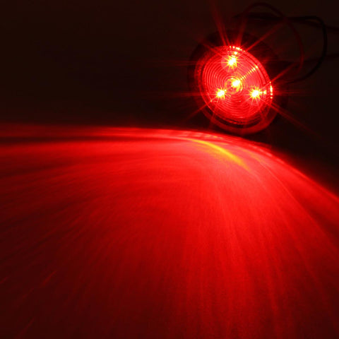 Image of Partsam 2pcs Red Led Light Trailer 2 inch Round w/Plug & Grommet Kits Marker 4 LED, Flush Mount Red 2 Inch Round Led Trailer Lights, Sealed 2 Inch Round Led Marker Lights Red RV Trucks