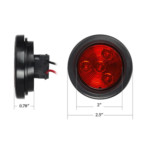 Image of Partsam 4) 2 inch Round LED Red/Amber Clearance/Side Marker Light grommets mount w/ Reflex, 2 Inch Round LED Trailer Clearance and Side Marker Lights Kit with Light Grommet and Wire Pigtail Truck RV