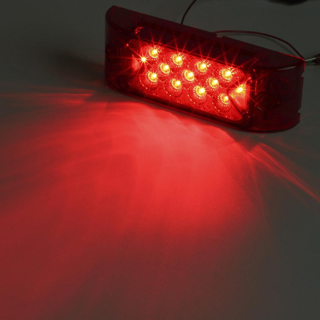 Partsam 2x Red 6 inch x 2 inch Sealed Rectangular Rectangle Clearance Marker Lamp 13LED Truck Trailer Light