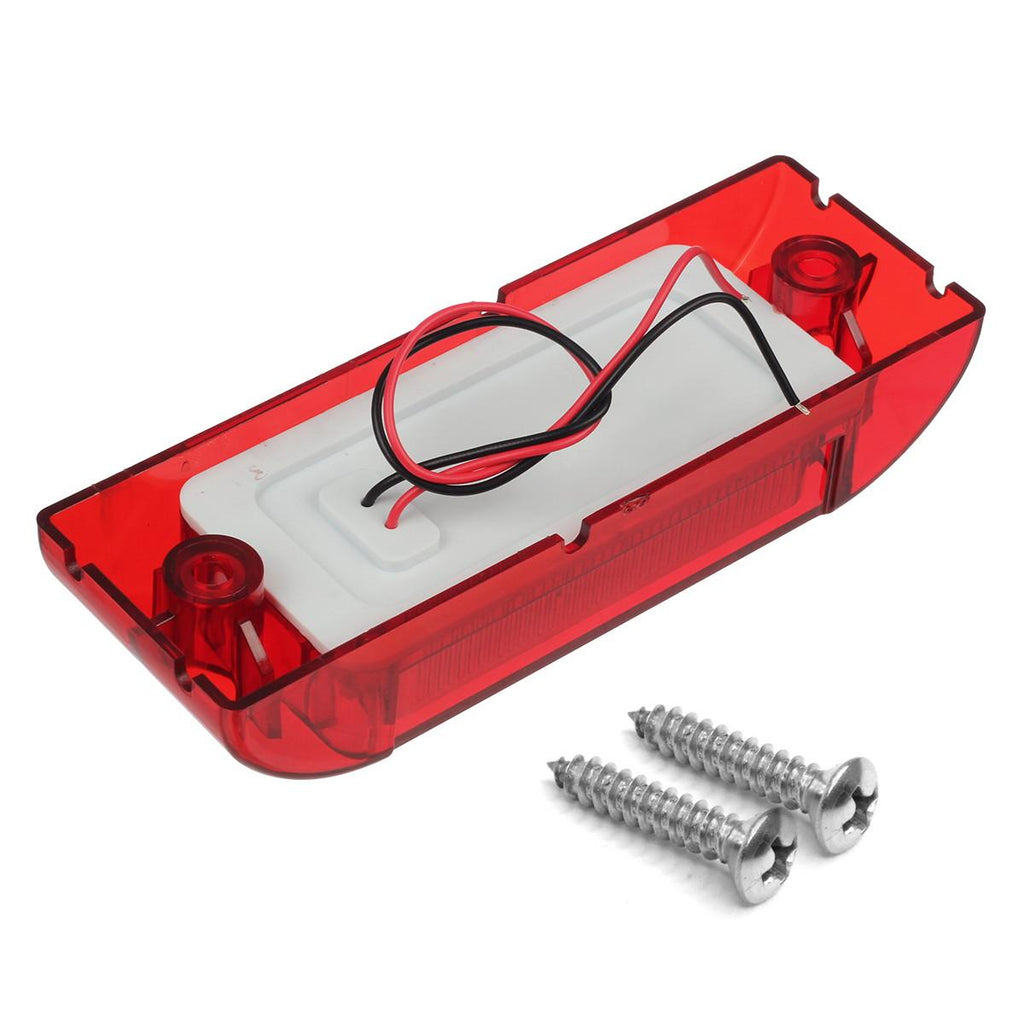 Partsam 2x Red 6 inch x 2 inch Sealed Rectangular Rectangle Clearance Marker Lamp 13LED Truck Trailer Light