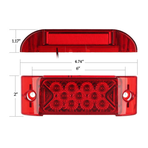 Image of Partsam 2x Red 6 inch x 2 inch Sealed Rectangular Rectangle Clearance Marker Lamp 13LED Truck Trailer Light