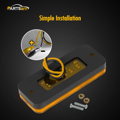 Image of Partsam Rectangle 14x Amber/Red 4 inch Truck Boat Trailer Side Marker Indicator lights 8-LED Surface Mount