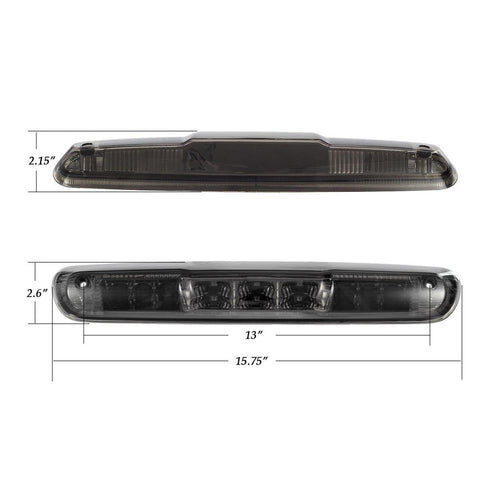 Image of Partsam Replacement For Silverado 2007-2013 Silverado/Sierra 1500 2500 3500 2014 Classic Model Red/White LED Smoke Lens High Mount 3rd Third Brake Light Cargo Tail Lamp