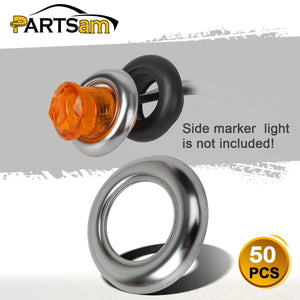 Partsam 3/4 inch round Stainless Steel Trim Ring Bezel For 3/4 inch Accent Marker Lights and all 3/4 inch Round Marker Clearance Lights (Pack of 50)
