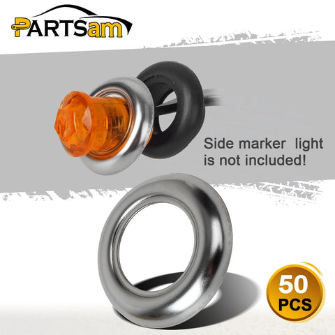 Image of Partsam 3/4 inch round Stainless Steel Trim Ring Bezel For 3/4 inch Accent Marker Lights and all 3/4 inch Round Marker Clearance Lights (Pack of 50)