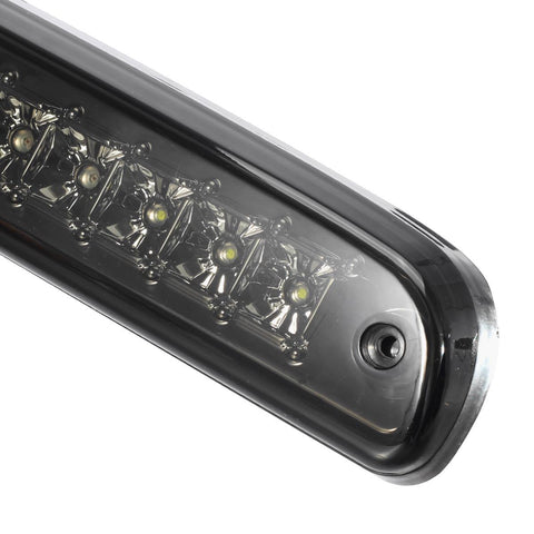 Image of Partsam Red/White 12 LED Smoke Lens Chrome Housing Tail High Mount 3rd Third Brake Light Cargo Lamp Waterproof Replacement for Ford F-250 F-350 F-450 F-550 Super Duty 1999-2016 /Ford Ranger 1993-2011