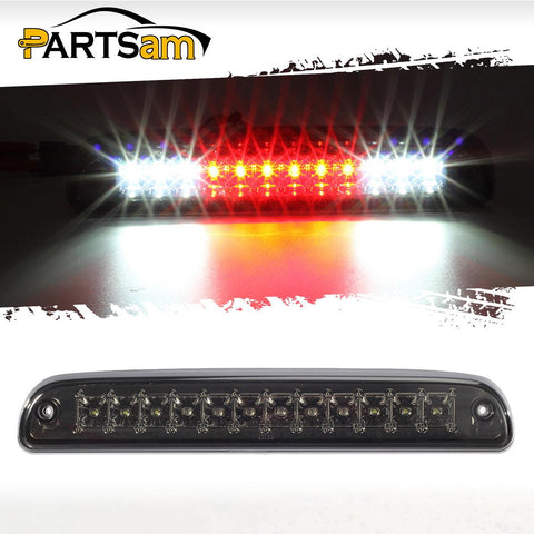 Image of Partsam Red/White 12 LED Smoke Lens Chrome Housing Tail High Mount 3rd Third Brake Light Cargo Lamp Waterproof Replacement for Ford F-250 F-350 F-450 F-550 Super Duty 1999-2016 /Ford Ranger 1993-2011