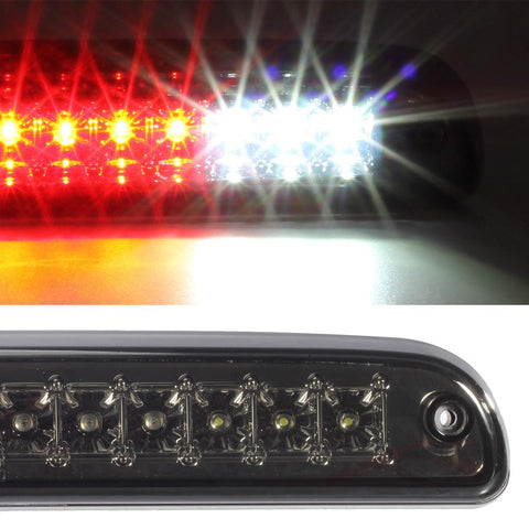 Image of Partsam Red/White 12 LED Smoke Lens Chrome Housing Tail High Mount 3rd Third Brake Light Cargo Lamp Waterproof Replacement for Ford F-250 F-350 F-450 F-550 Super Duty 1999-2016 /Ford Ranger 1993-2011