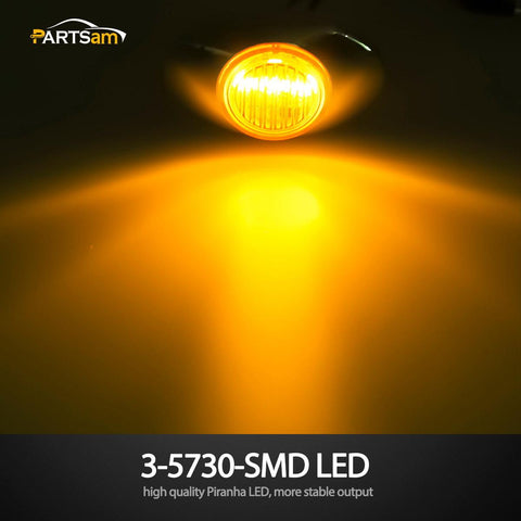 Image of Partsam 10Pcs 3 inchx2 inch Clear Amber Mini Oval Side Marker Clearance Lights 3LED Chrome Replacement For Peterbilt 579 386 389 Drop Visor Front Breather Side Cab Panel Light Fender Guard