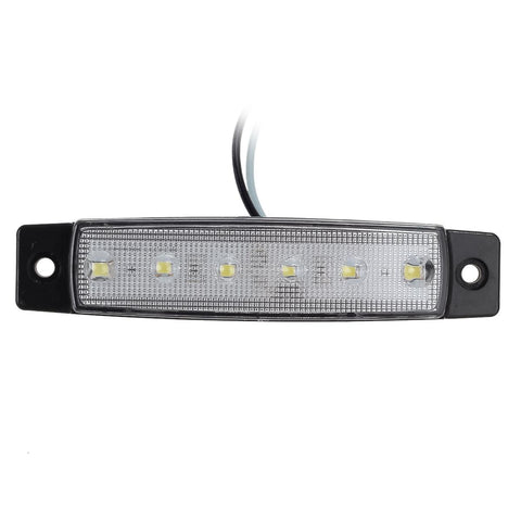 Image of Partsam 5 Pcs 3.8 inch 6 LED White Side Marker Lights, Rear Side Marker Lamp, Led Marker Lights for Trucks, Cab Marker, RV Marker Light, Marine Led Utility Strip Light for Boats 12 Volts