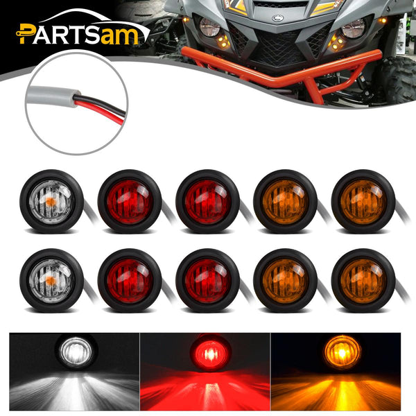 8Pcs 3/4 inch Clear ATV / UTV led turn signal lights kit Partsam