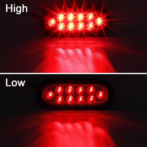 Image of Partsam 2Pcs Steel Trailer RV Light Boxes Housing Kit w/ 6 Inch Oval Red Led Trailer Tail Lights 10LED and 2 Inch Red Round Led Side Marker Lights 4LED w/Grommets and Wire connectors