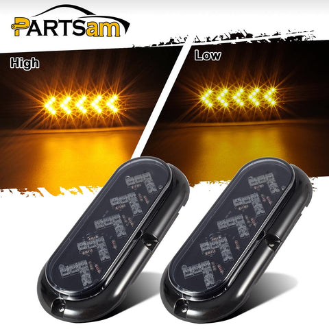 Image of Partsam 2Pcs 6 inch Oval Arrow Turn Signal Lights Truck Trailer Amber 25LED Surface Mount Smoke Lens Waterproof Sealed Led Marker Clearance Lights Indicators Flange Mount 12V