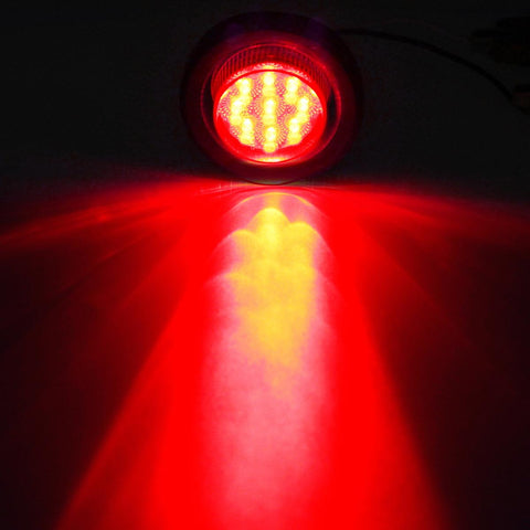 Image of Partsam 5Pcs 2 Inch Round Led Marker Lights 9 Red Diodes Smoked w Reflectors Truck Trailer Rv Flush Mount Waterproof 12V 2 Round Red Led Marker Lights Kits with Grommets and Pigtails
