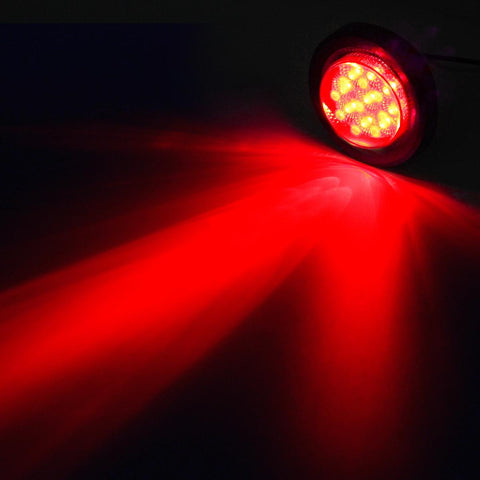 Image of Partsam 5Pcs 2 Inch Round Led Marker Lights 9 Red Diodes Smoked w Reflectors Truck Trailer Rv Flush Mount Waterproof 12V 2 Round Red Led Marker Lights Kits with Grommets and Pigtails