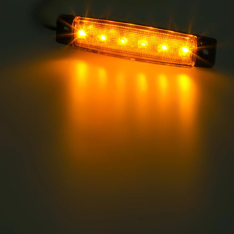 Image of Partsam 10Pcs 3.8 Inch Smoked Thin line Trailer Led Side Marker Clearance Lights 6 LED Surface Mount Amber/Red Trailer marker lights, Led marker lights for trucks, Truck cab marker lights, RV marker light