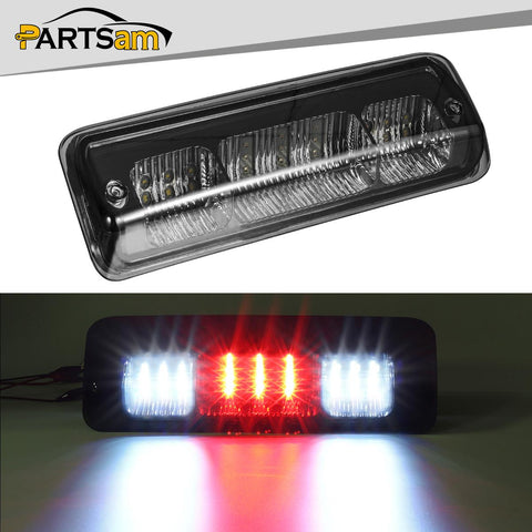 Image of Partsam Replacement for F150 F-150 2004 2005 2006 2007 2008 High Mount Stop Light 3rd Third Brake Light Smoked LED Rear Cab Roof Center Mount Brake Tail Cargo Light Lamp Chrome Housing w/3 Plugs
