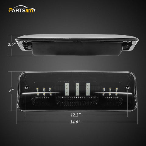 Image of Partsam High Mount Stop Light 3rd Third Brake Light Replacement for Ford F150 F-150 2004 2005 2006 2007 2008 Smoked LED Rear Cab Roof Brake Stop Tail Cargo Center Light Lamp Black Housing w/3 Plugs