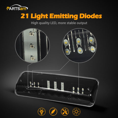 Image of Partsam High Mount Stop Light 3rd Third Brake Light Replacement for Ford F150 F-150 2004 2005 2006 2007 2008 Smoked LED Rear Cab Roof Brake Stop Tail Cargo Center Light Lamp Black Housing w/3 Plugs