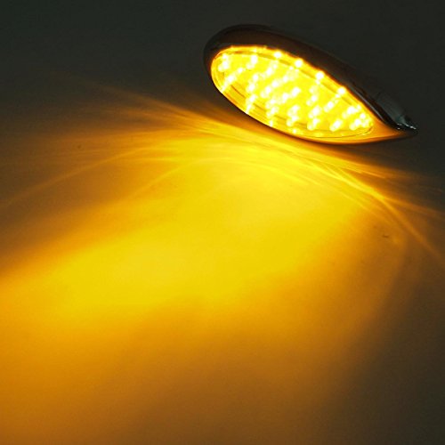 Partsam 2Pcs Replacement for 1938 1939 Hot Rod Amber Led Teardrop Trailer Lights 6 Inch Amber Led Turn Signal and Parking 35 LED Chrome with Bullet Plugs Waterproof Sealed 12V