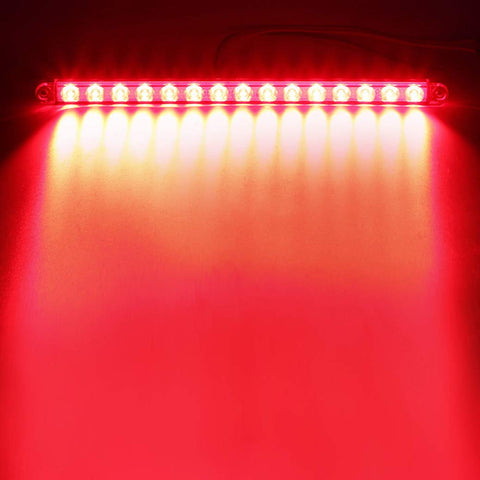 Image of Partsam 2Pcs 12" 15 LED Red Led Trailer Truck Identification Light Bar Waterproof Sealed Thin Stop/Turn/Tail ID Marker Third 3rd Brake Light Strip bar for Trucks Trailers RV Surface Mount