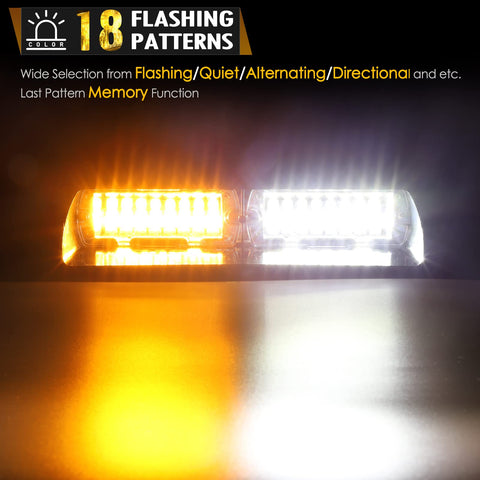Image of Partsam Amber White LED Windshield Dash Deck Emergency Strobe Lights