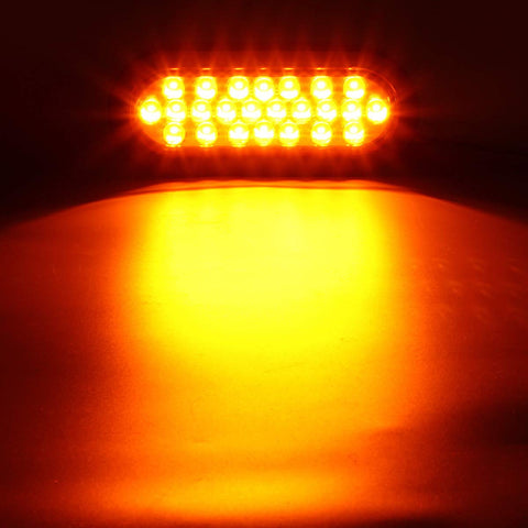 Image of Partsam 2pcs 6 inch Oval Amber LED Trailer Lights 24LED, 6" Oval Led Turn Signal and Parking Lights Flush Grommet Mount Sealed 12V RV Truck Trailer Pickup Front Bumper Lights Lamps Waterproof
