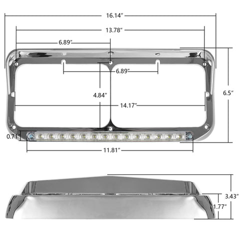 Image of Partsam 2x Headlight Bezels for Kenworth Peterbilt Western Star Freightliner Semi Trucks