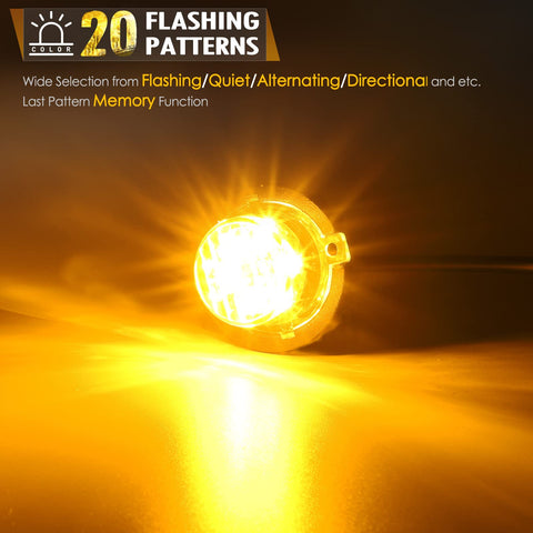 Image of Partsam Amber LED Hideaway Strobe Lights For Cars Trucks Vehicles