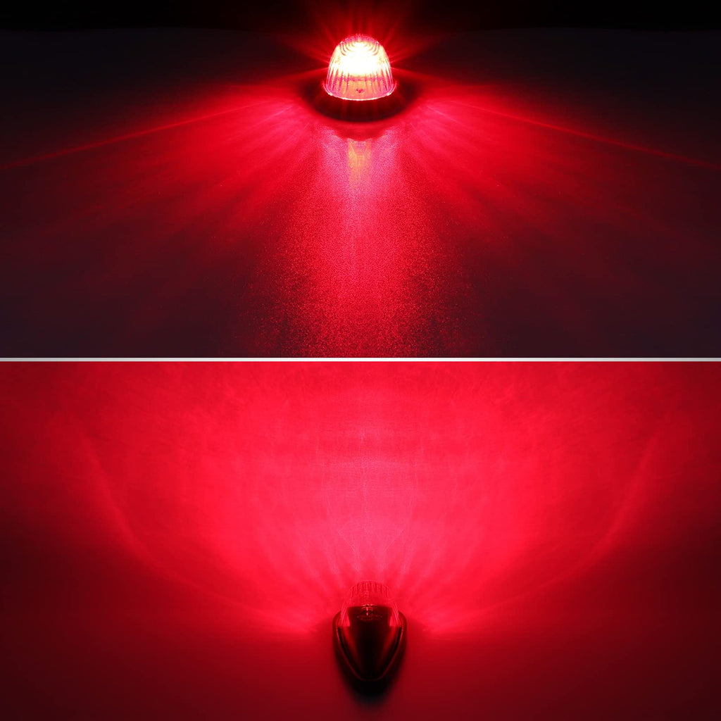 Partsam Red Cab Light, 5Pcs 9 LED Torpedo Cab Marker Light Roof Running Top, Front Rear Top Clearance Roof Running Light with Wiring Pack for Trucks, Vans, Pickups, semis, and RVs(Red/Red)