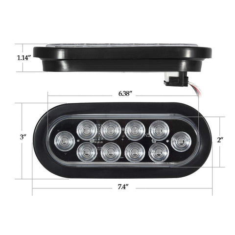 Image of 6 Inch Oval Red Led Trailer Tail Lights for RV Trucks