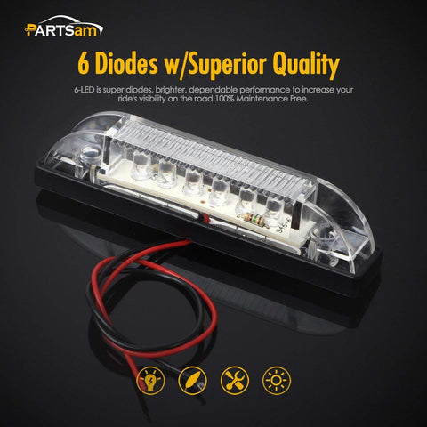 Image of Partsam 4 Inch Marine Boat RV Clear LED Utility Strip Light Bar