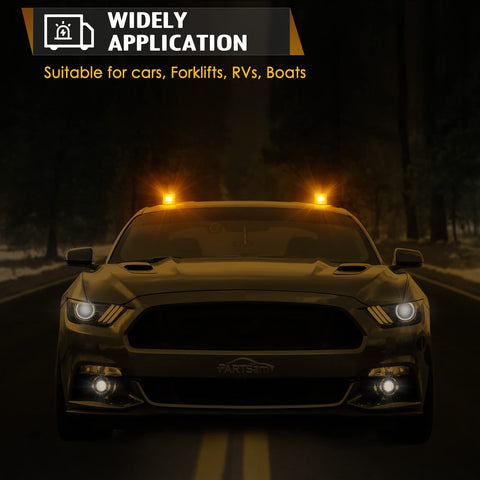 Image of Partsam Amber LED Beacon Lights for Cars Forklifts RVs Boats