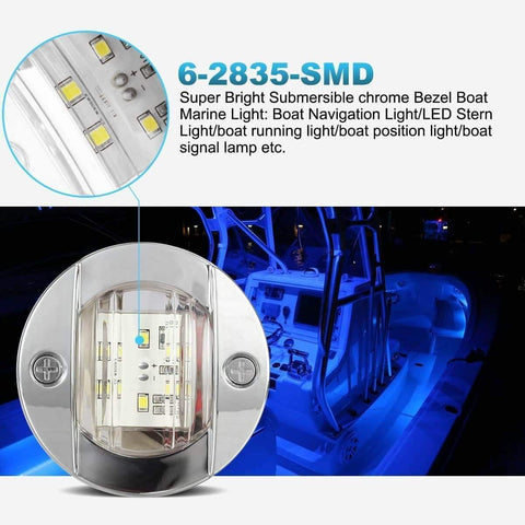 Image of Partsam 4Pcs 3" Inch Marine Blue LED Stern Anchor Navigation Lights