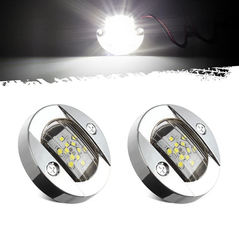 Image of Partsam 3" Round Chrome Boat Marine LED Transom Mount Stern Lights