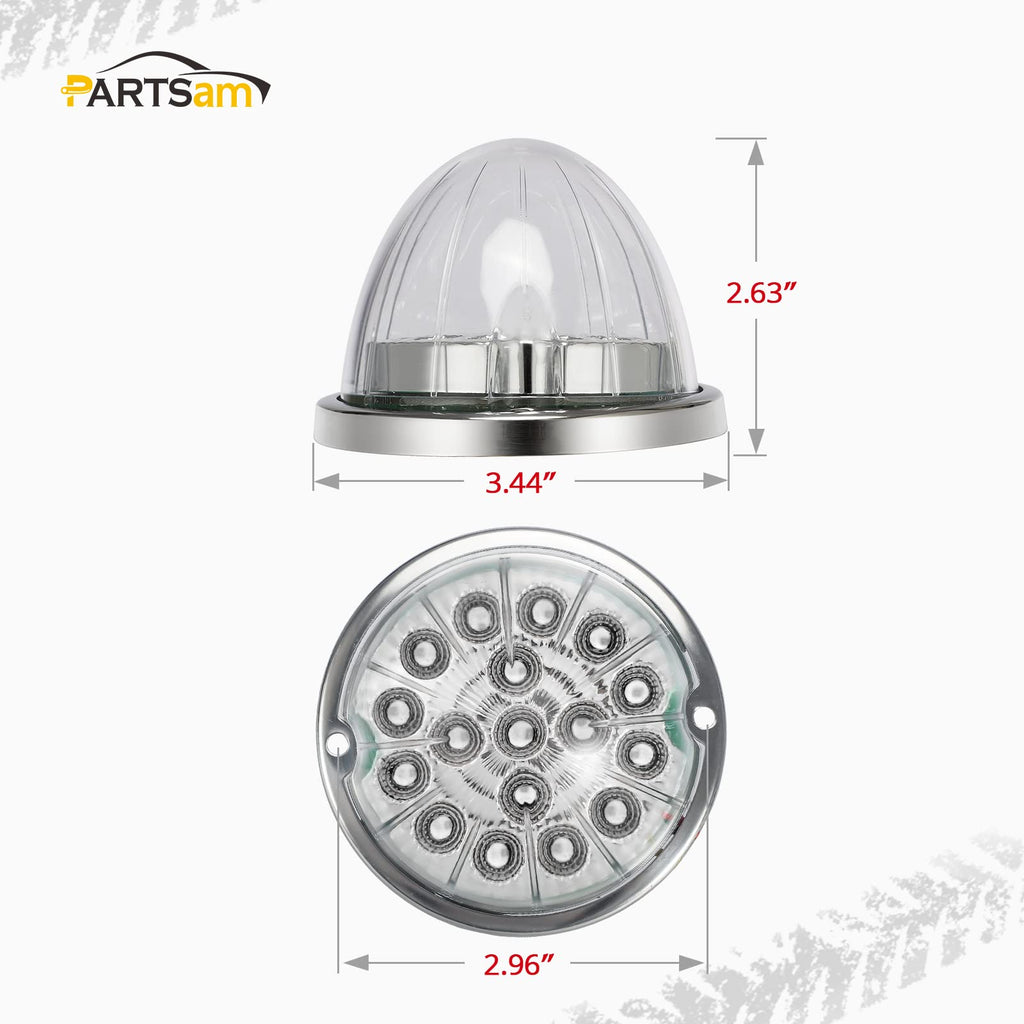 Partsam 1PCS Dual Revolution Amber 17 Led Watermelon Light for Semi Truck
