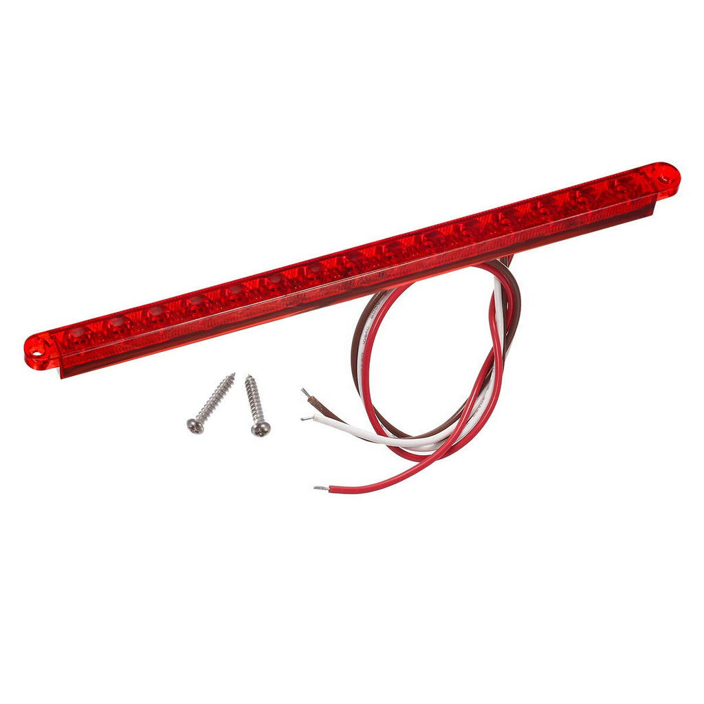 Partsam 2Pcs 12" 15 LED Red Led Trailer Truck Identification Light Bar Waterproof Sealed Thin Stop/Turn/Tail ID Marker Third 3rd Brake Light Strip bar for Trucks Trailers RV Surface Mount