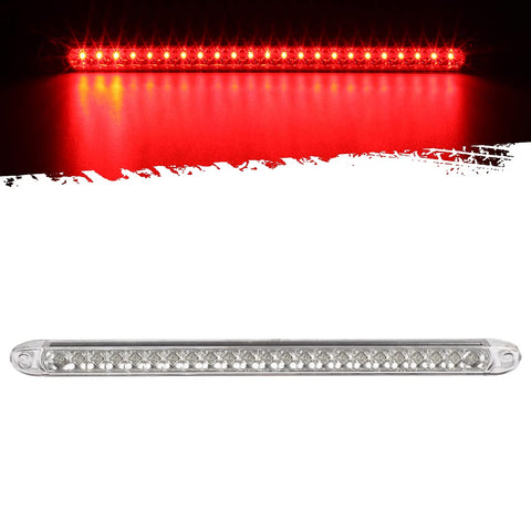 Image of Partsam Submersible 17" Clear Lens Red 23 LED Trailer Truck RV Stop Turn Tail Rear 3rd Brake Identification Light Bar