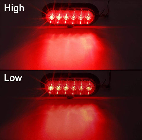 Image of Partsam 2PCS Trailer Truck Boat Bus Red LED 6inch Inch Oval Stop Turn Tail Brake Light DOT Certified Marker Lights Sealed Surface Mount 12V Waterproof IP65 Replacement for Trailer RV Trucks