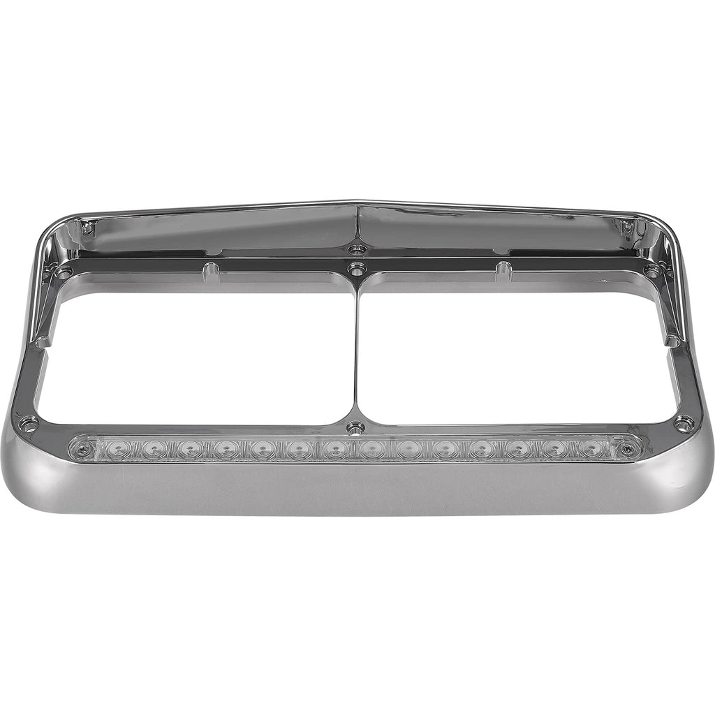 Partsam Chrome Headlight Bezels With Clear/Amber LED Light Strip
