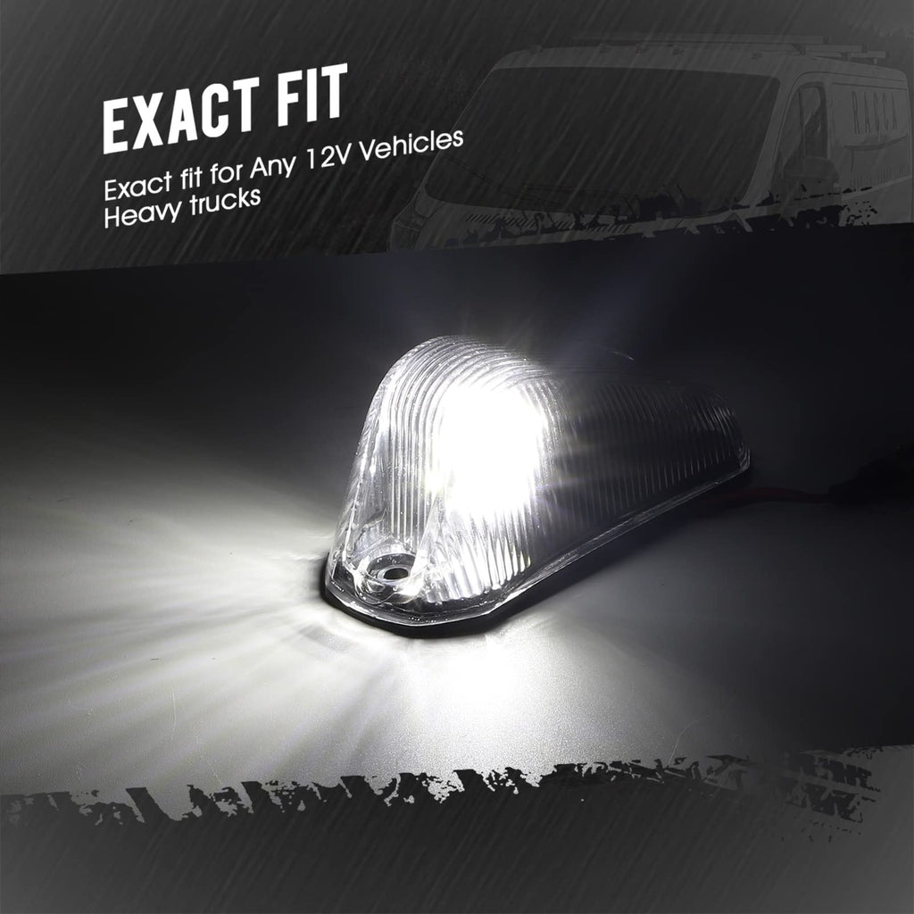 Partsam 5Pcs Clear Lens White LED Light Front Cab Marker Lights Top Roof Lights For Ram ProMaster 2014 2015 2016 2017