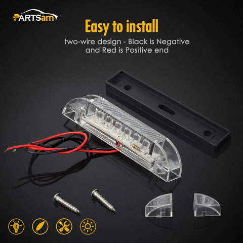 Image of Partsam 4 Inch Marine Boat RV Clear LED Utility Strip Light Bar