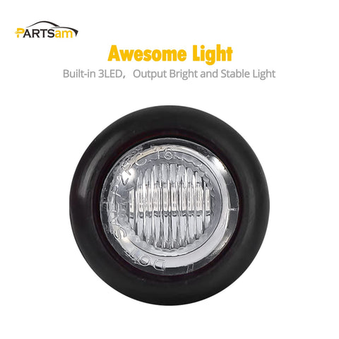 Image of Partsam 2Pcs 3/4" Round LED Marker Light Amber to Blue Auxiliary Light Dual Revolution Side Marker Clearance Light Turn Signal Indicators Grommet Bullet Light for Trailer Truck Camper RV