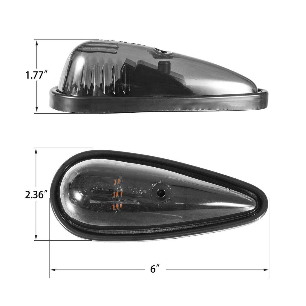 Partsam 5pcs Front Rear Smoke Lens Teardrop Cab Light 9LED Amber Cab Marker Light Top Clearance Roof Running Light with Wiring Pack for Trucks, Vans, Pickups, semis and RVs