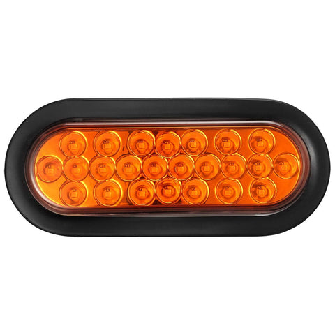 Image of Partsam 2pcs 6 inch Oval Amber LED Trailer Lights 24LED, 6" Oval Led Turn Signal and Parking Lights Flush Grommet Mount Sealed 12V RV Truck Trailer Pickup Front Bumper Lights Lamps Waterproof